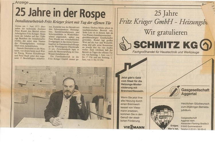 Zeitungsartikel Fritz Krieger